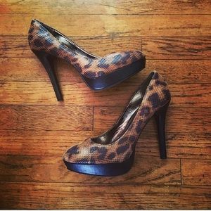 French connection leopard heels size 7